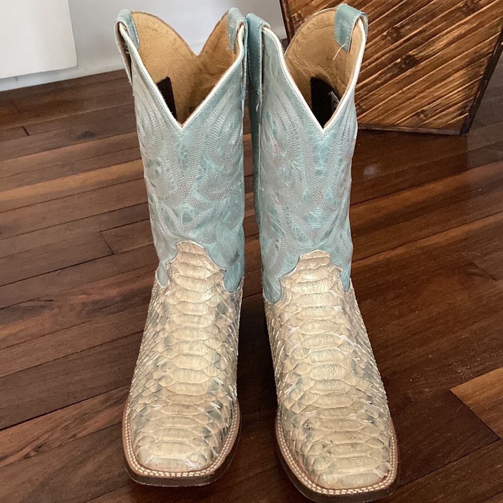 Roper® Ladies Mint Tornasol Leather Iridescent Python Cowboy Boots